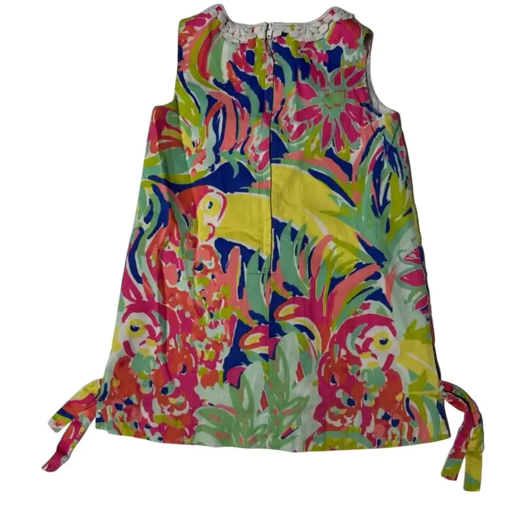 Lilly Pulitzer Girls Little Lilly Classic Shift Floral Lace Trim Dress Size 4
